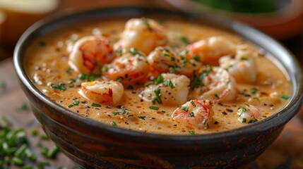 Canvas Print - Capture the creamy richness of a bowl of lobster bisque, featuring chunks of tender lobster meat and a swirl of