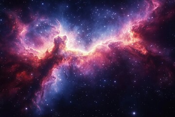 Wall Mural - colorful nebula in deep space with scattered stars viewed from a distant galaxy