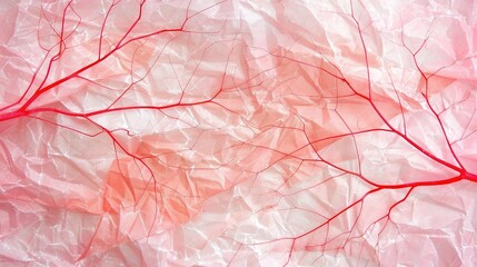 Sticker -   A close-up photo of a sheet of paper with red veins on the left and right sides