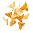 © Palung - Close up of Flying delicious Mexican nachos chips on an isolated white background