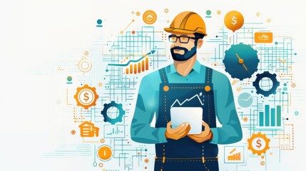 Poster - Digital finance rural, supporting agricultural sectors, flat design illustration