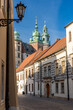 Krakow old town, Kanonicza street and Wawel castle with cathedral towers in the morning.