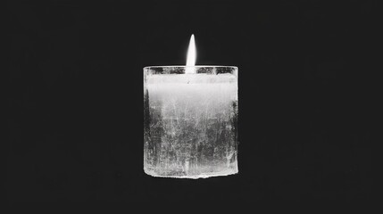 Wall Mural -   A black background with a lit candle reflected in a glass of water