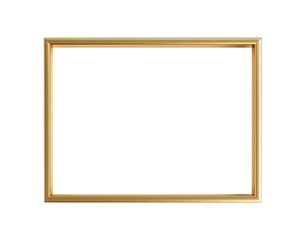 Elegant gold picture frame on white background