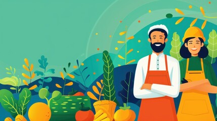 Wall Mural - Farm-to-table transparency, blockchain tracking food journey, flat design illustration