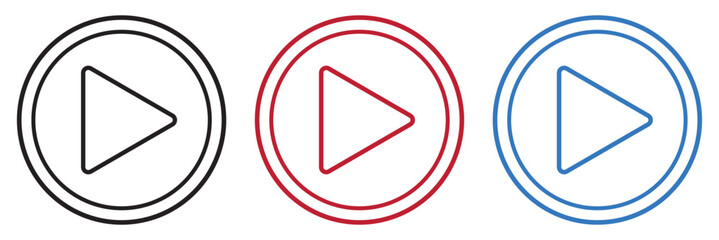 Poster - Play button icon set. Start audio or video action symbol. Vector illustration.