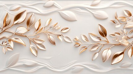   White background with gold leaves