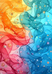 Wall Mural - A colorful swirl of blue and red with many small dots. The blue and red swirls are intertwined and the dots are scattered throughout the image. Scene is playful and whimsical