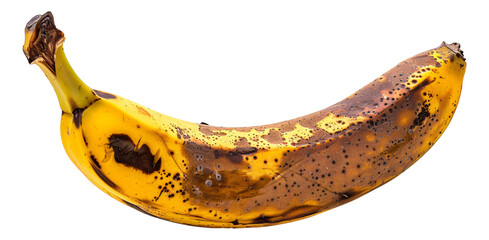 A ripe banana with a little peel isolated.