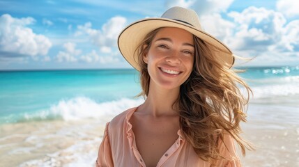 The woman on sandy beach