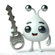 © HK - A white mobile charger with a smiling face holding a white cord