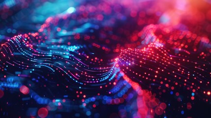Abstract tech background featuring illuminated fiber optic connections, a quantum computing network system, and global electronic intelligence.
