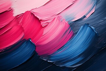 Poster - colorful abstract painting with bold brush strokes in shades of pink, blue, and navy, created on a c