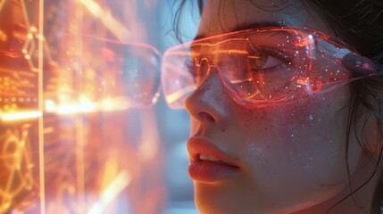 Poster - illustrate a futuristic scenario where vr goggles users explore virtual museums filled with ai-gener