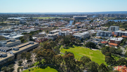 Sticker - Perth skyline, Western Australia. Beautiful aerial view of city skyline