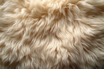 Wall Mural - Soft beige fur texture with plush, wavy strands illuminated by natural light