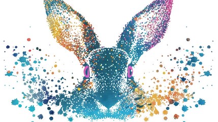 Wall Mural -   A painting of a rabbit covered in sprinkles on its body and head