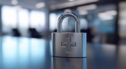 Poster - a padlock is a powerful symbol representing data security within a healthcare setting, highlighting 