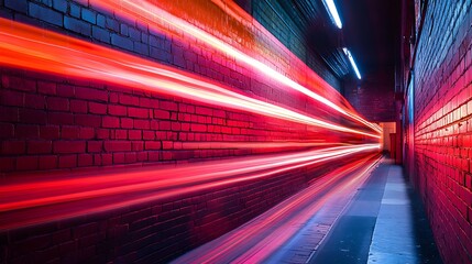 Brick Wall Alleyway with Light Streaks