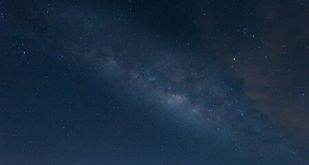 Wall Mural - panorama blue night sky milky way and star on dark background.universe filled with stars, nebula and