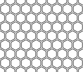 Poster - Honeycomb hexagon cells background. Bold rounded hexagons mosaic pattern. Hexagonal cells. Seamless tileable vector illustration.