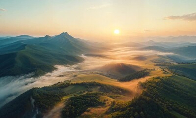 Canvas Print - the sun is setting over a mountain range