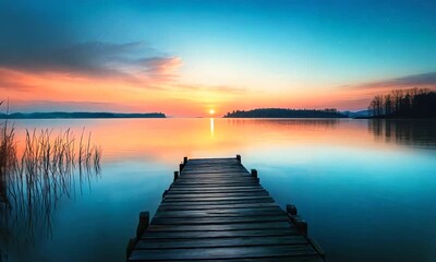 Canvas Print - a dock that is sitting in the water