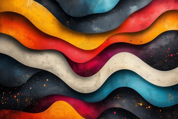 Poster - Wavy abstract design featuring colorful, flowing layers in warm and cool tones