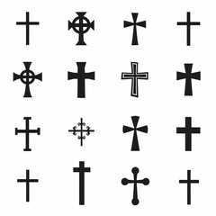 Wall Mural - Cross icon, christianity religion symbol, christian sign, cross shape, church emblem, catholicism symbol