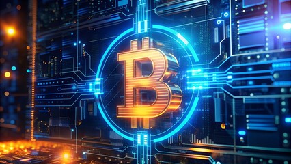 Poster - Bitcoin Blockchain Cryptocurrency Digital Encryption and Technology Background