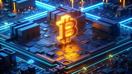 Poster - Bitcoin Blockchain Cryptocurrency Digital Encryption and Technology Background