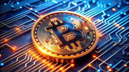 Poster - Bitcoin Blockchain Cryptocurrency Digital Encryption and Technology Background