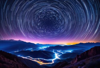 Wall Mural - breathtaking night skies adorned vivid star trails capturing celestial beauty cosmic wonder, sky, stars, astronomy, landscape, light, darkness, horizon