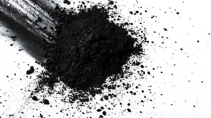 Canvas Print - Black Powder Scattered on a White Background