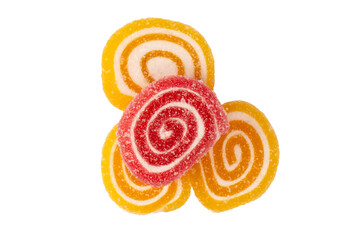 Sticker - Jelly sweet candy roll isolated on a white background. Marmalade candy.