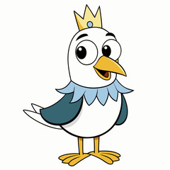 Poster - real bird wearing crown white background