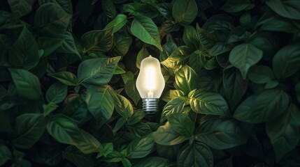 Aufkleber - LED light bulb with green leaves