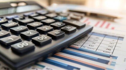 Poster - Calculator with carbon credit text and financial documents