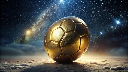 Glimmering Golden Football on a Starry Night  generative AI