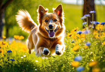 charming playful pet captured lively outdoor environments bright colors joyful scenes, animal, cute, nature, grass, sunshine, vibrant, colorful