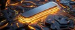 © LittleG Studio - A close-up view of a sleek, glowing circuit board with intricate patterns, perfect for technology and futuristic themes.