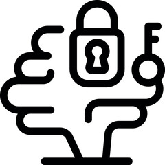 Poster - Human brain is locked with key, representing the concept of mind security