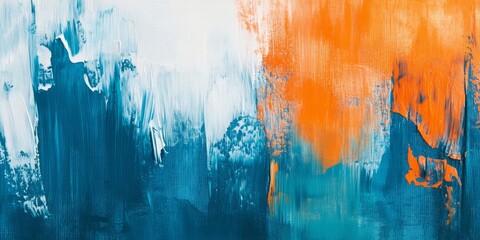 Poster - A captivating and visually stunning abstract painting featuring bold blue and orange shades that blend beautifully