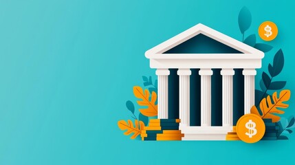 Financial technology, blockchain integration in banking, flat design illustration