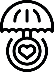 Poster - outline style icon representing an insurance policy covering love and relationships