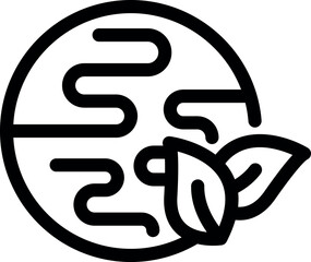 Poster - Black outline icon representing earth with leaves, symbolizing the importance of protecting our planet