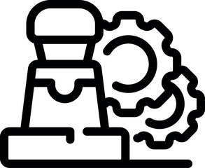 Poster - Line art icon of a factory building with cogwheels, symbolizing industrial manufacturing and production