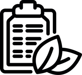 Poster - Line art icon of a clipboard with a checklist and leaves symbolizing environmental responsibility