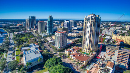 Sticker - St Petersburg, Florida - Panoramic aerial view of cityscape