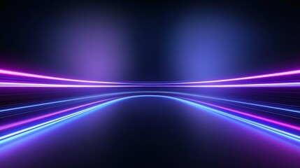 Wall Mural - Neon Glow Lines in Purple and Blue, digital art, abstract background, neon lights , glowing lines , abstract art